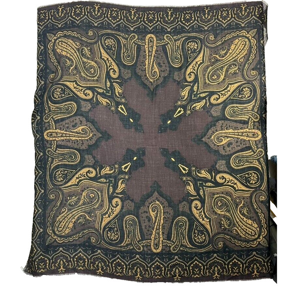 Casca Scarfs Scarf 100% Wool Brown Large 52"X 52" Paisley Fringe - Picture 5 of 8